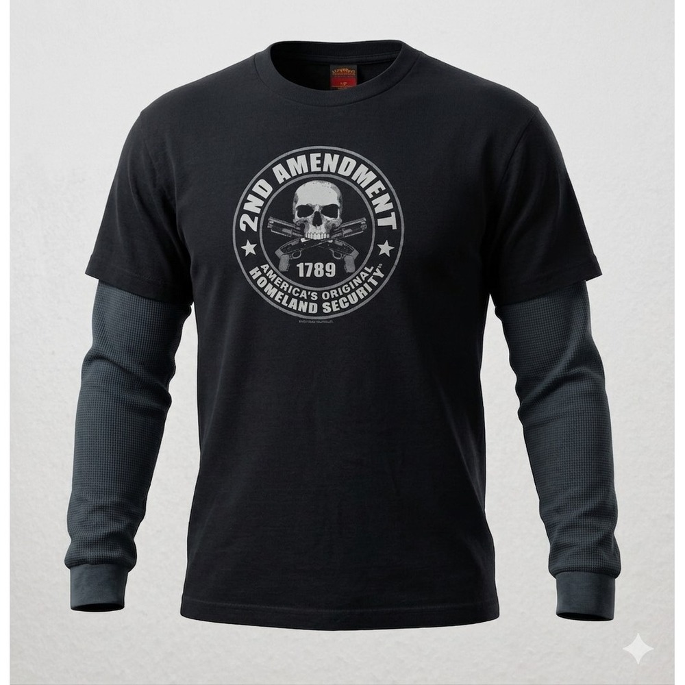 Hot Leathers Men's Black 2nd Amendment Homeland Security T-Shirt. Size L